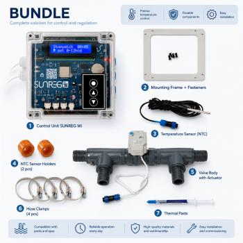 Kompletní set řídící jednotky a obtokového ventilu pro rozvody 32mm - BUNDLE